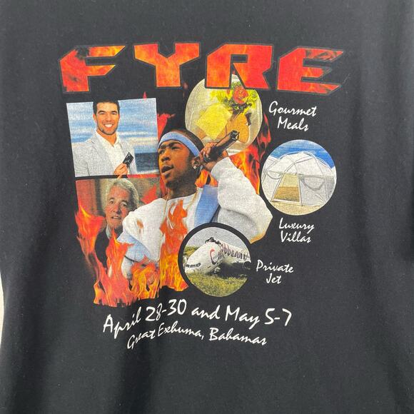Fyre Fest Ja Rule Rap Tee Graphic T Shirt Black Size XL - Picture 2 of 4